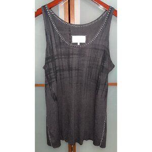Maison Margiela Womens Charcoal Black Distressed Stitch Accented Tank Top Size M